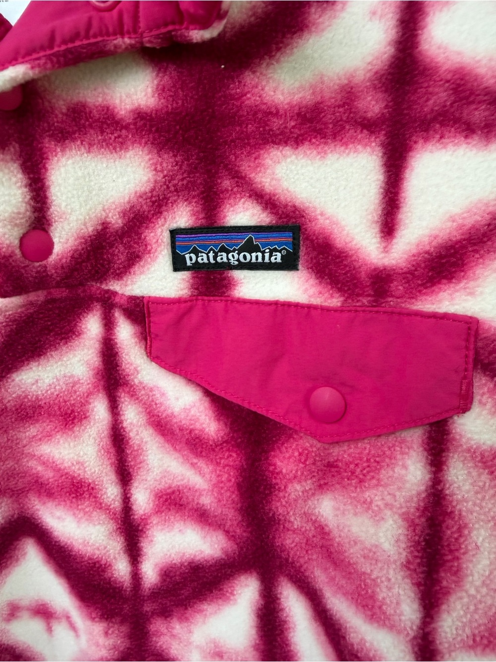 Patagonia Synchilla Fleece Pullover - Hot Pink and White Tie-Dye Sz XL Gorpcore - Picture 2 of 6